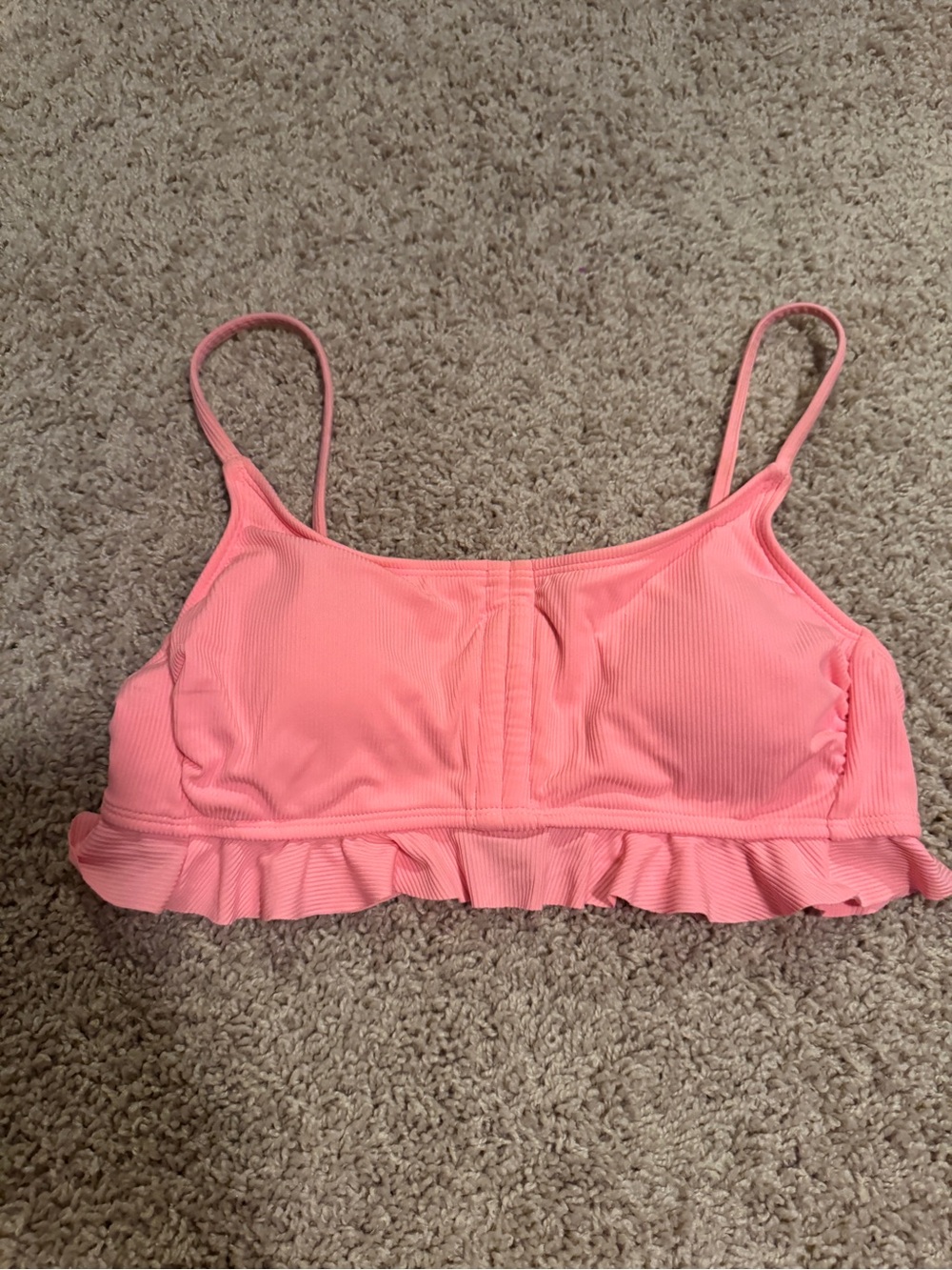 No Boundaries Girls Coral Pink Ruffle Bikini Top
